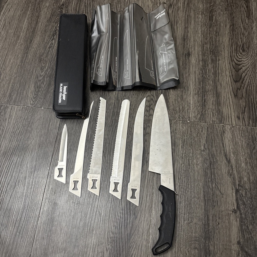 Vintage Kershaw BLADE TRADER 6 Knife & Blade Set Model 1099TF Japan W/Case